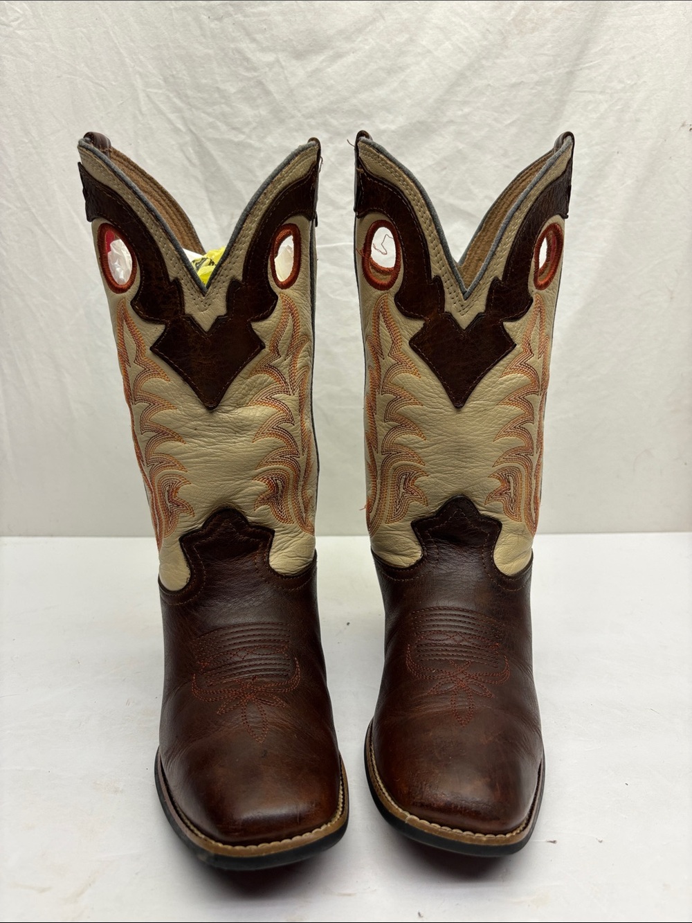 Tony Lama Brown and Cream Western Cowboy Boots, SZ 13.5 for little boy